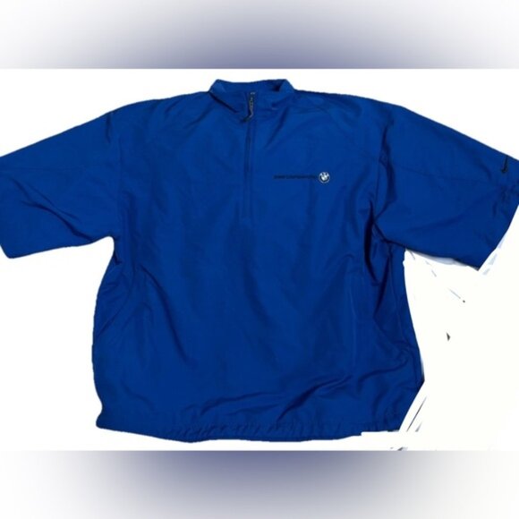 Nike Golf Jacket Mens L Blue Mesh Lined BMW Championship Pockets Quarter Zip - Picture 1 of 3